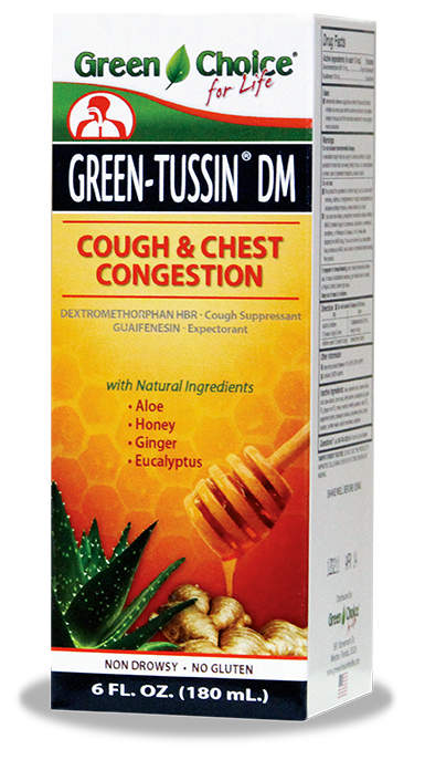 Green Tussin DM. Controls And Relieves A Frequent Cough With Natural Ingredients: Honey, Aloe, Bee Propolis, Ginger, Eucalyptus